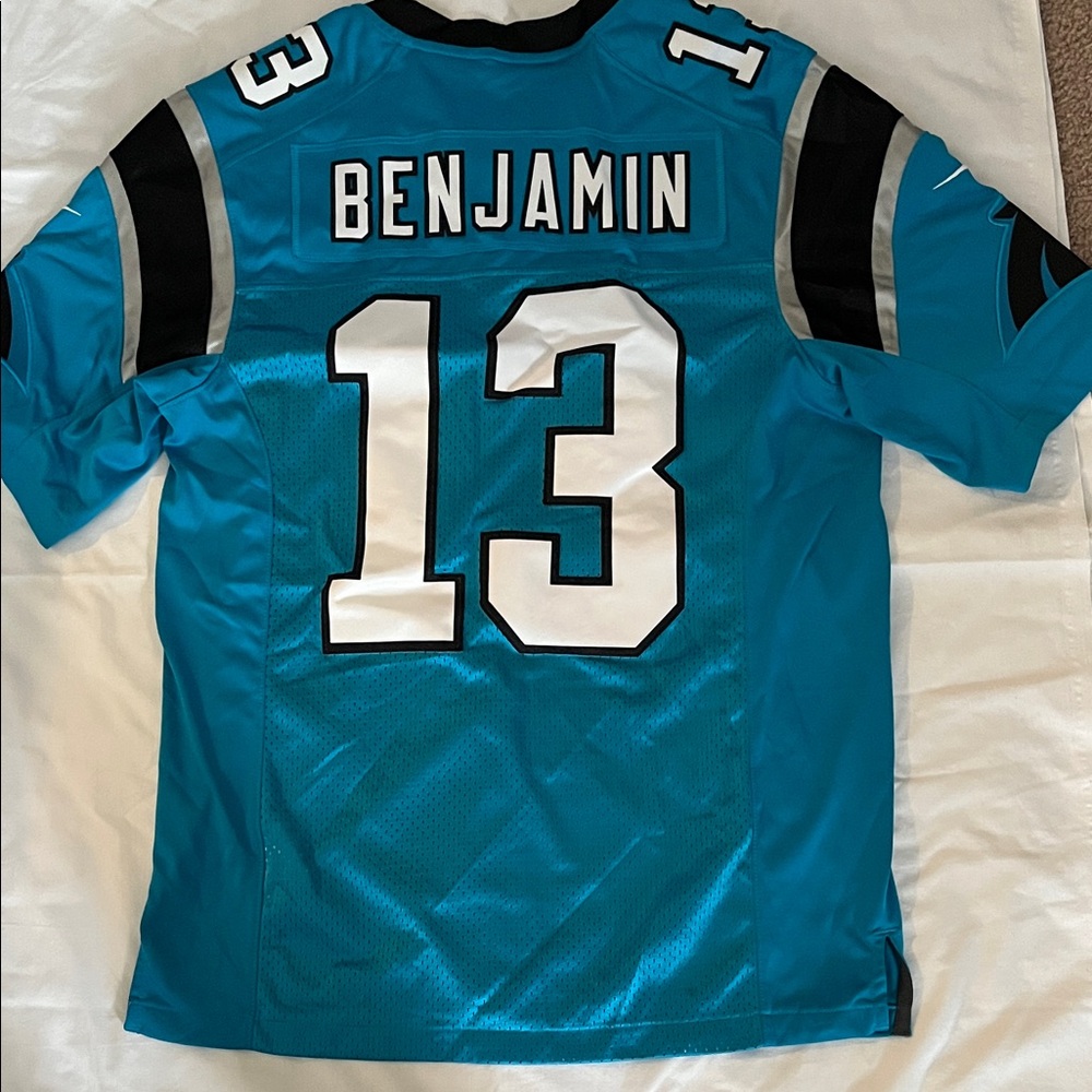 Nike Teal and Black Football Jersey with Number 13 (Benjamin) size S